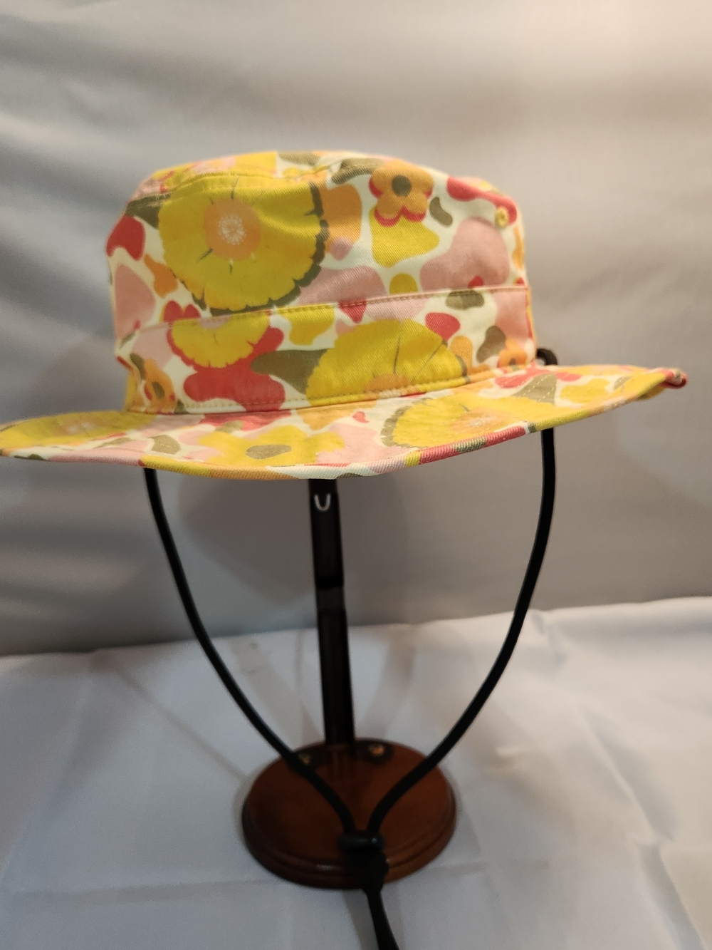 Womens Floral Bucket Hat - Yellow & Pink